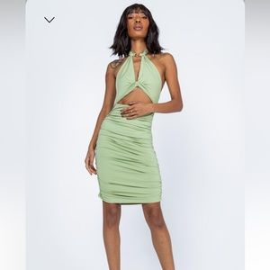 NWT sage green cutout midi dress